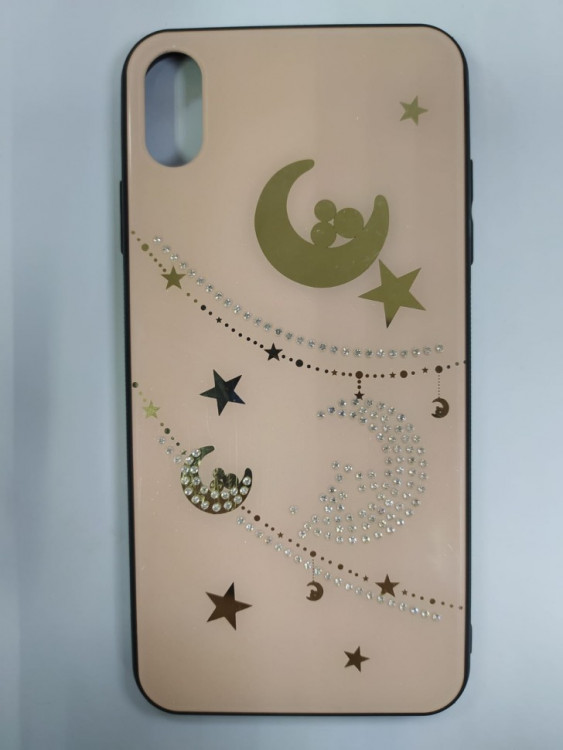 Накладка для i-Phone XS Max силикон со стеклом со стразами