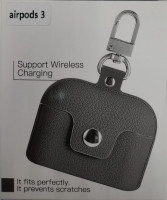 Силиконовый чехол для AirPods 3 с кнопкой и карабином серый