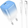 Сетевое зар. устр. Hoco C101A с шнуром Type-C на Lightning 1С PD3.0/QC3.0 20W ледяной синий